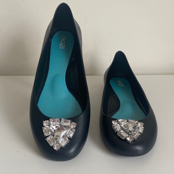 Oka.b Elegant Black Slip-On Jelly Flats w/ Crystal Embellishment Size 10US Comfy - Picture 9 of 12